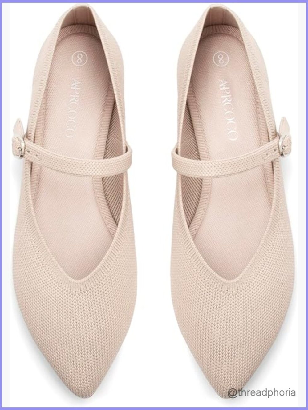 Knit Pointed Toe Ballet Flat with Ankle Strap Comfort Soft Walking Shoes